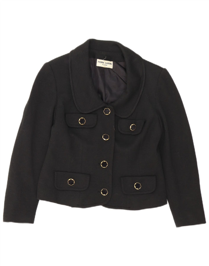 Jaqueta blazer feminina Pierre Cardin com 4 botões IT 46 grande lã preta