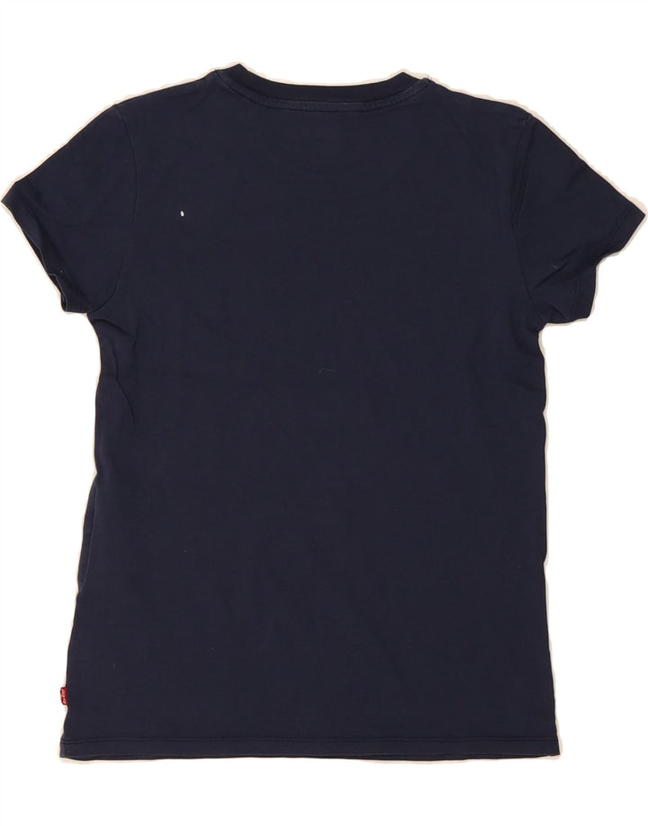 LEVI'S Womens T-Shirt Top UK 2 2XS Navy Blue Cotton Vintage Levi's and Second-Hand Levi's from Messina Hembry 