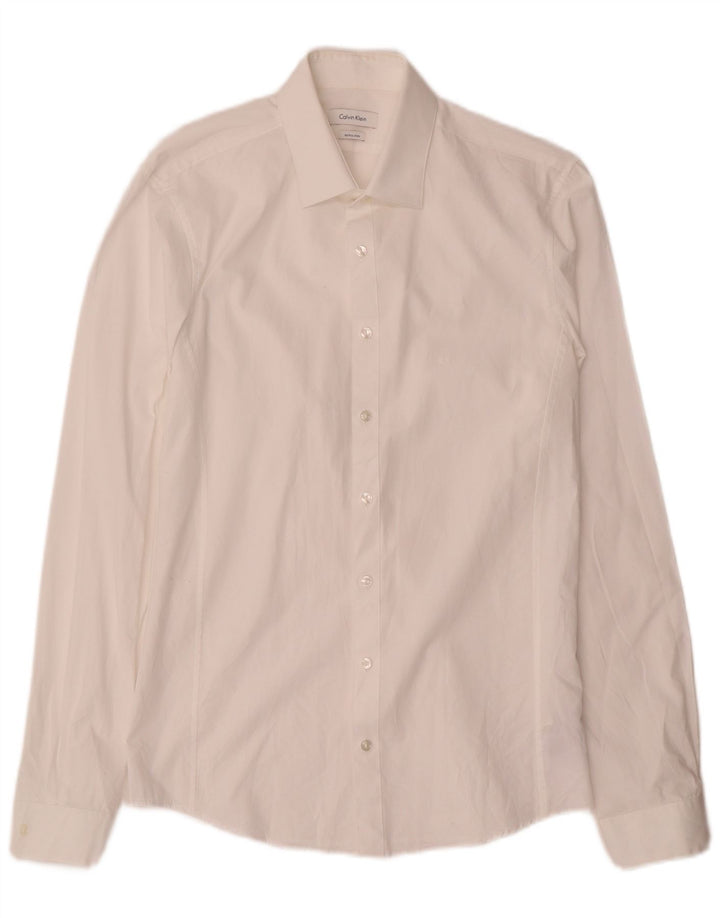Camisa masculina Calvin Klein extra slim fit tamanho 39 15 1/2 algodão branco médio