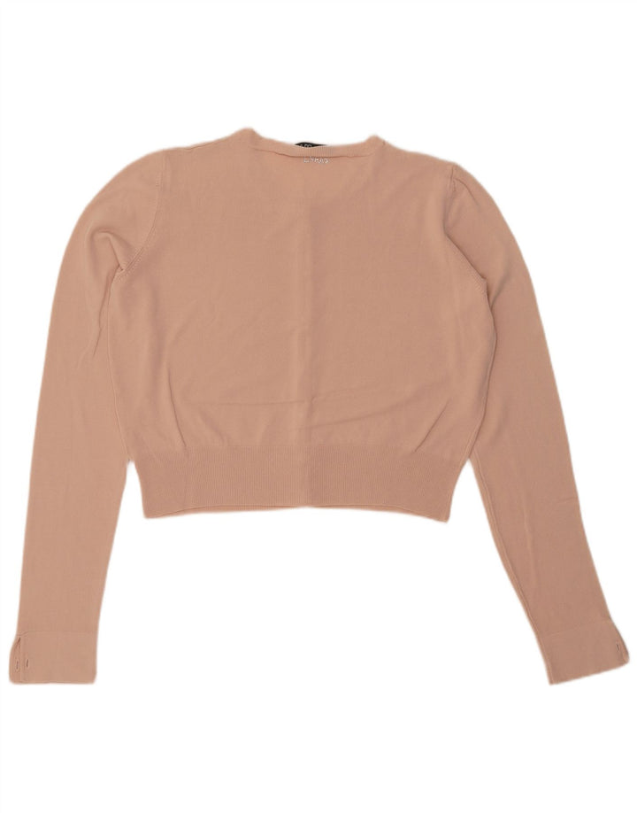 LIU JO Suéter feminino cropped cardigan Reino Unido 14 médio bege