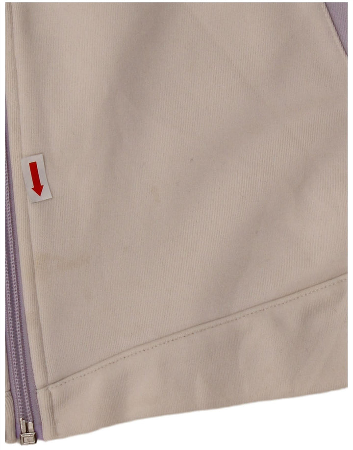 ASICS Womens Tracksuit Top Jacket UK 14 Médio Branco Colourblock