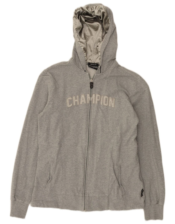 Suéter feminino Champion com capuz e zíper gráfico Heritage UK 18 XL cinza
