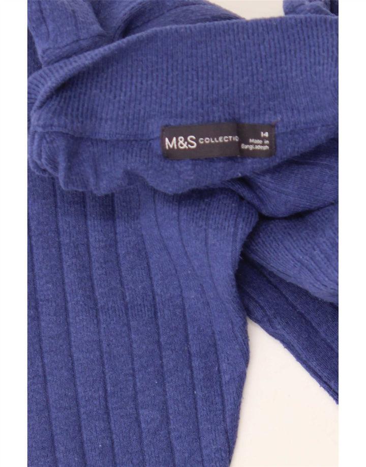 Suéter feminino Marks & Spencer com gola tartaruga Reino Unido 14 azul médio
