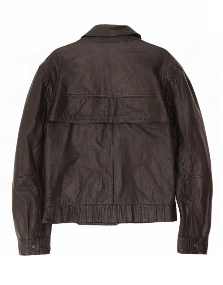 Jaqueta de couro masculina vintage IT 54 2XL preta