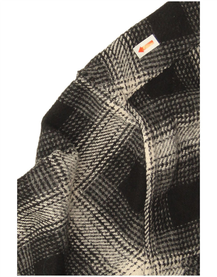 Camisa masculina de flanela Zara poliéster xadrez preto médio