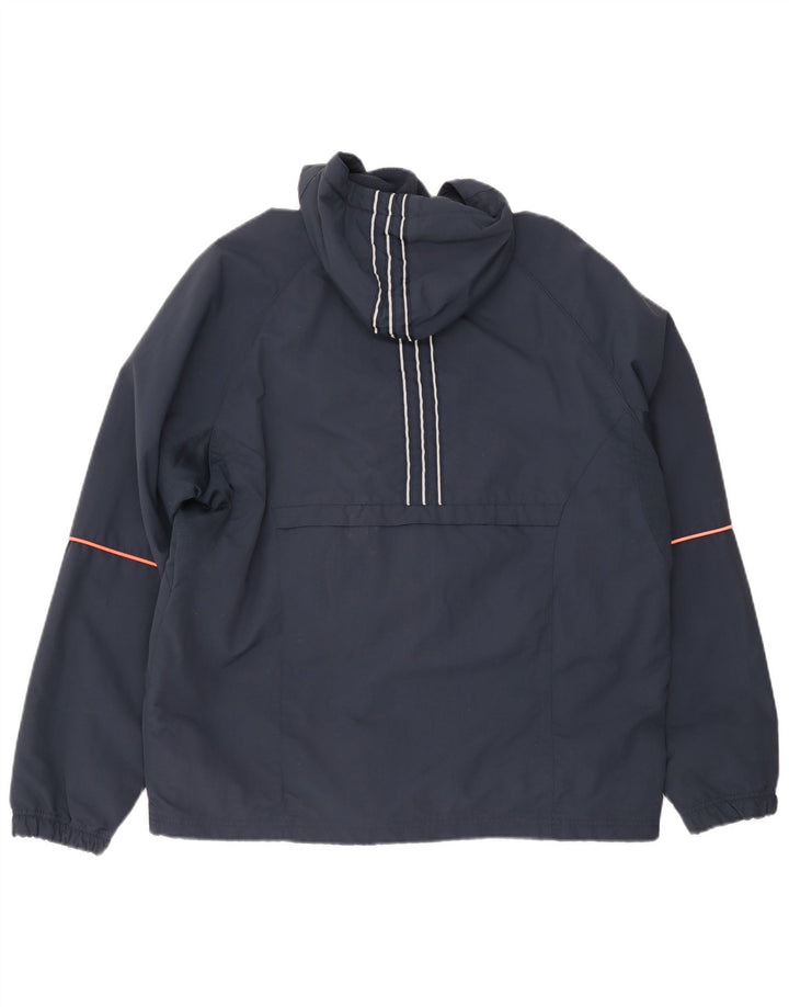 Jaqueta Anorak com capuz masculino Adidas Reino Unido 42/44 grande poliéster azul marinho