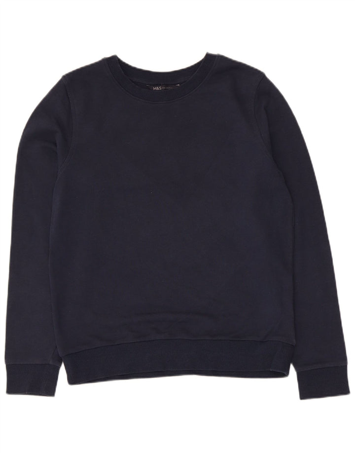 Suéter feminino Marks & Spencer UK 10 pequeno algodão azul marinho