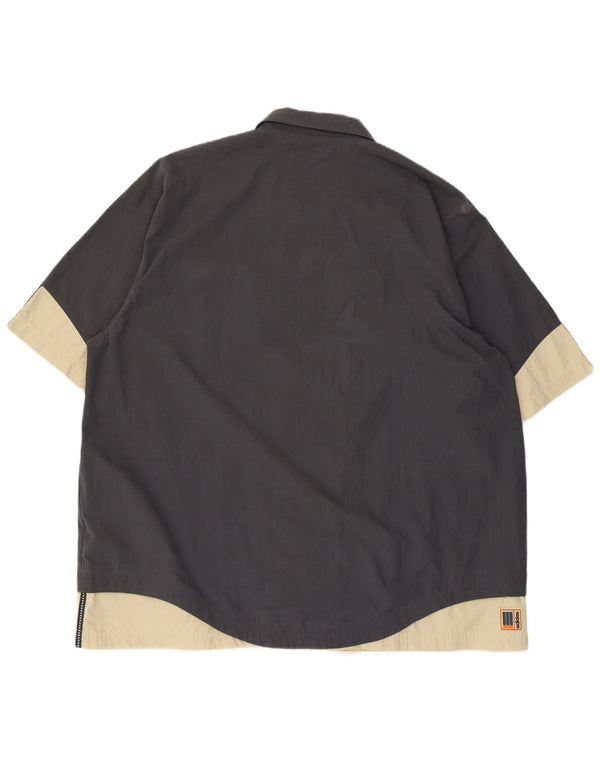 Camisa masculina de manga curta Adidas 2XL azul marinho colorblock poliéster