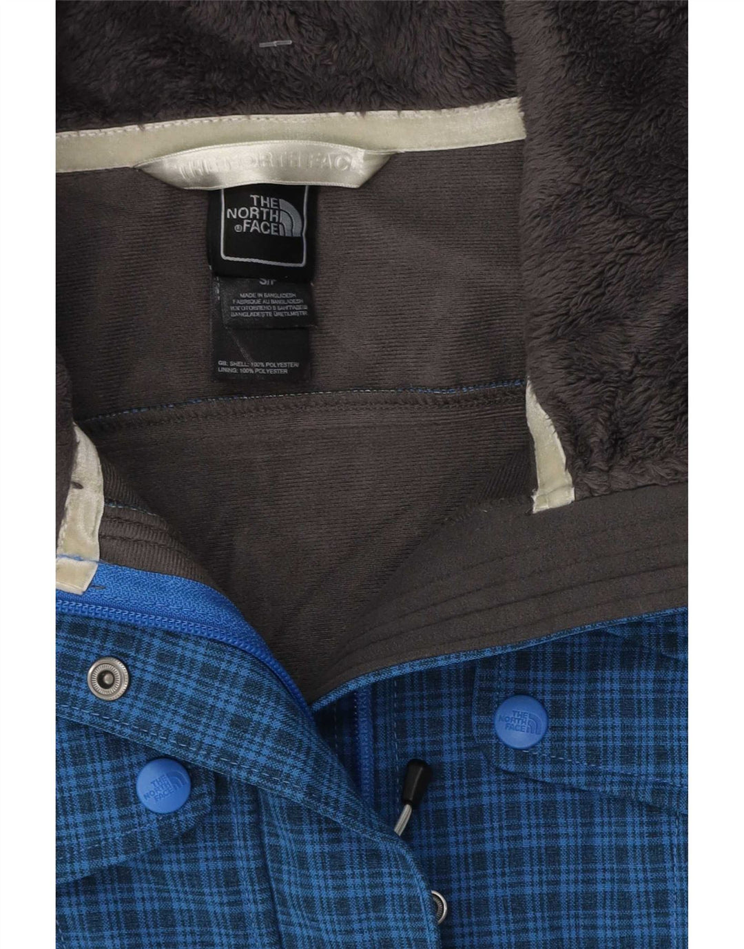 Jaqueta corta-vento feminina The North Face UK 10 poliéster xadrez azul pequeno