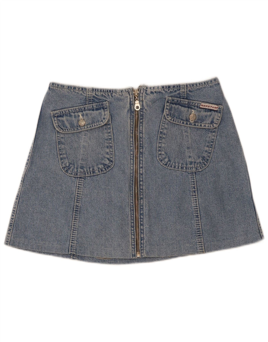 Mini saia jeans feminina vintage W27 algodão azul pequeno