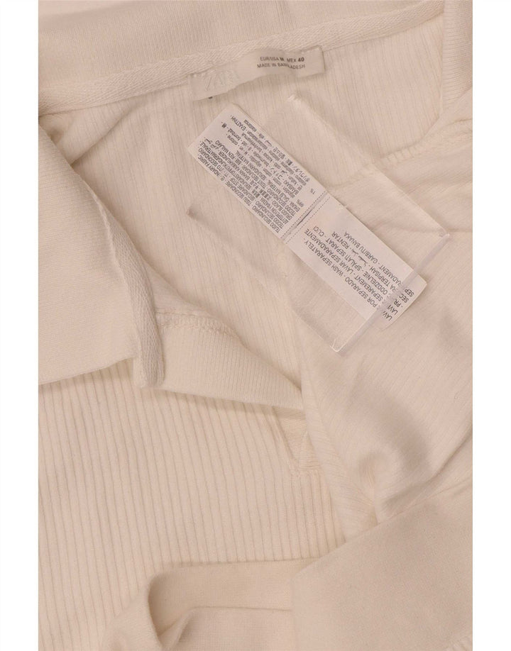 Camisa polo masculina Zara médio algodão listrado branco