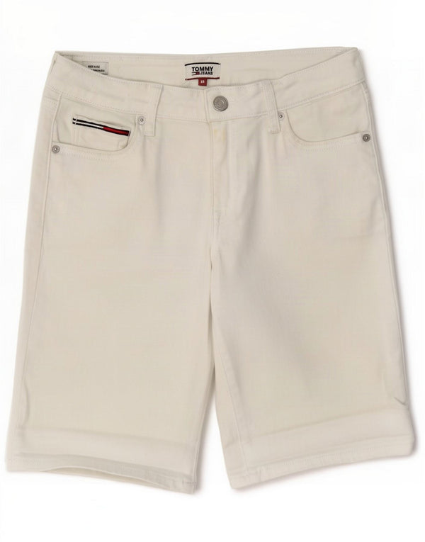 Tommy Hilfiger Bermuda feminina de cintura média Shorts jeans pequeno W28 algodão branco