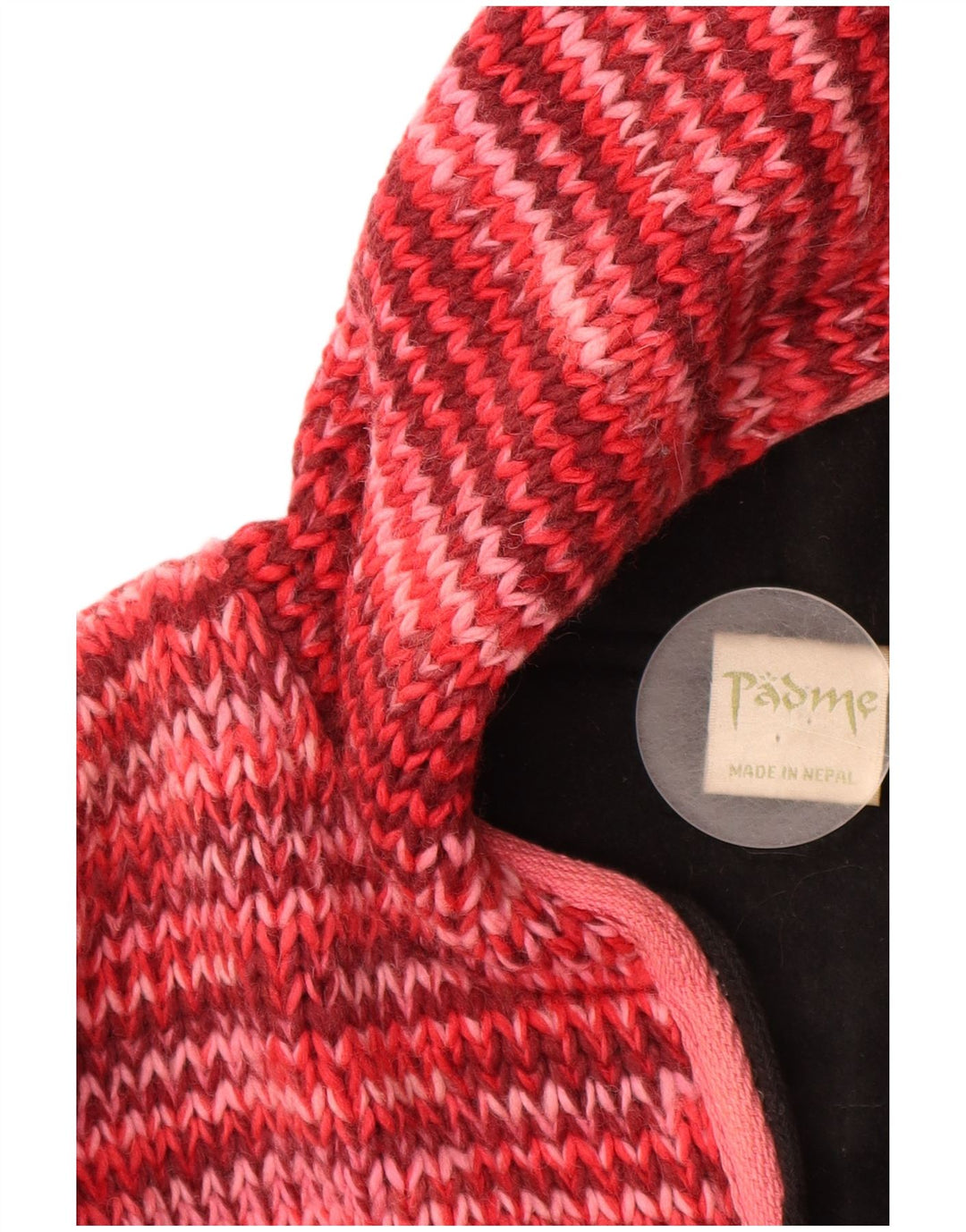 Suéter cardigã feminino VINTAGE com capuz Reino Unido 16 grande lã manchada vermelha