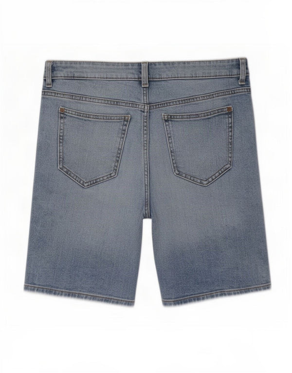 Shorts jeans feminino Marks & Spencer Boyfriend UK 10 pequeno W30 algodão azul
