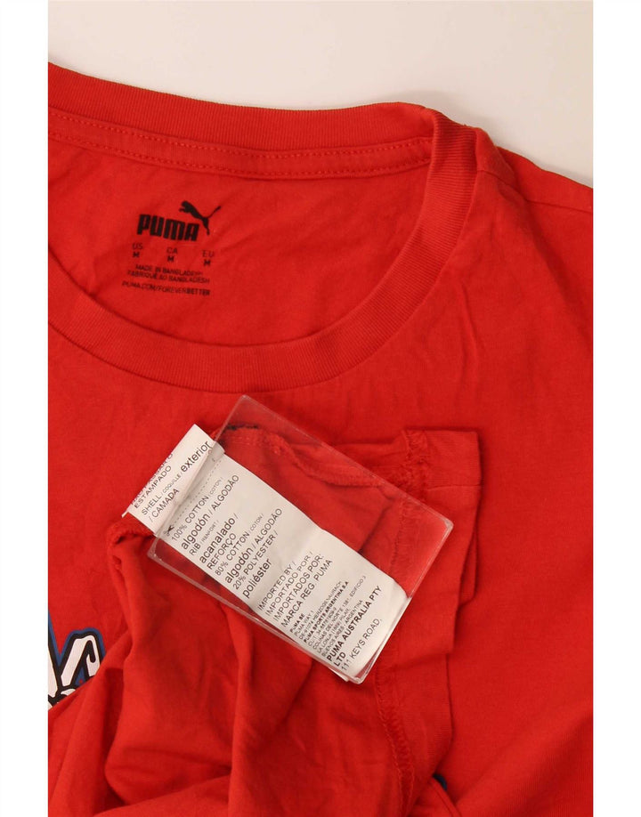 Puma Mens Graphic T-Shirt Top Médio Algodão Vermelho