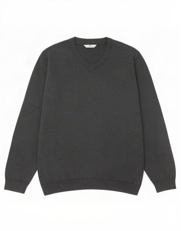 Zara Boys V-Neck Jumper Sweater 14-15 Years Grey Cotton