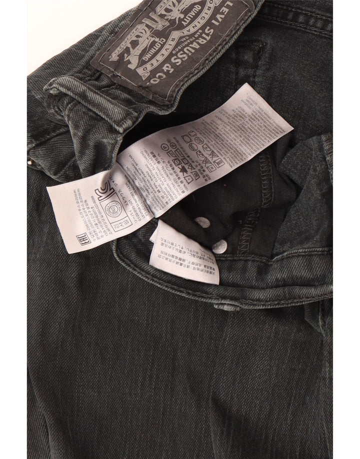 Calça jeans reta masculina Levi's desgastada W33 L32 algodão preto
