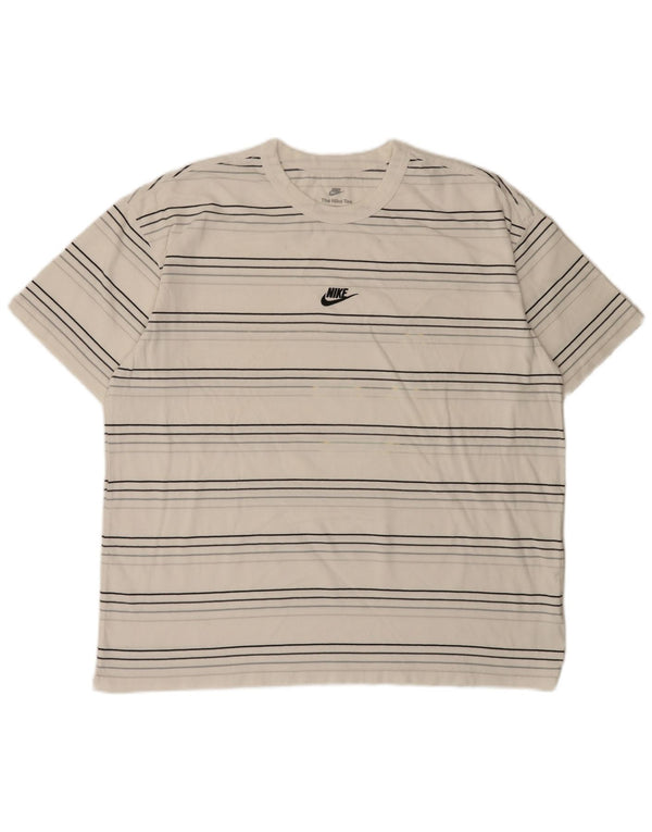 Camiseta masculina Nike Loose Fit Top XL de algodão listrado branco