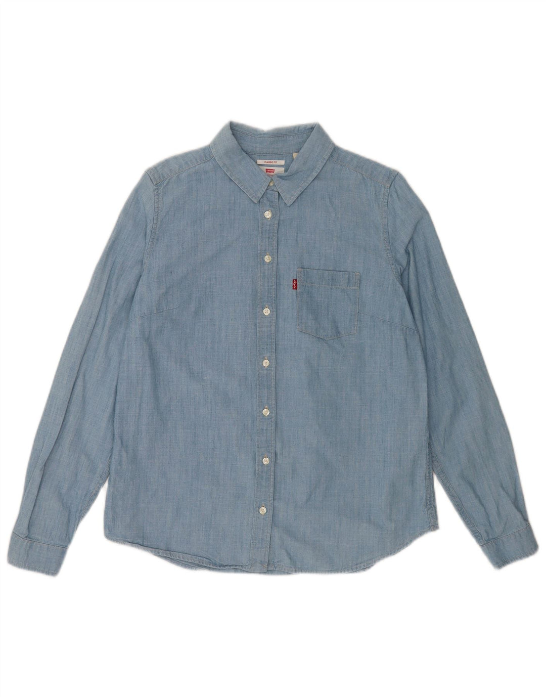 Camisa feminina Levi's Classic Fit UK 14 algodão azul médio