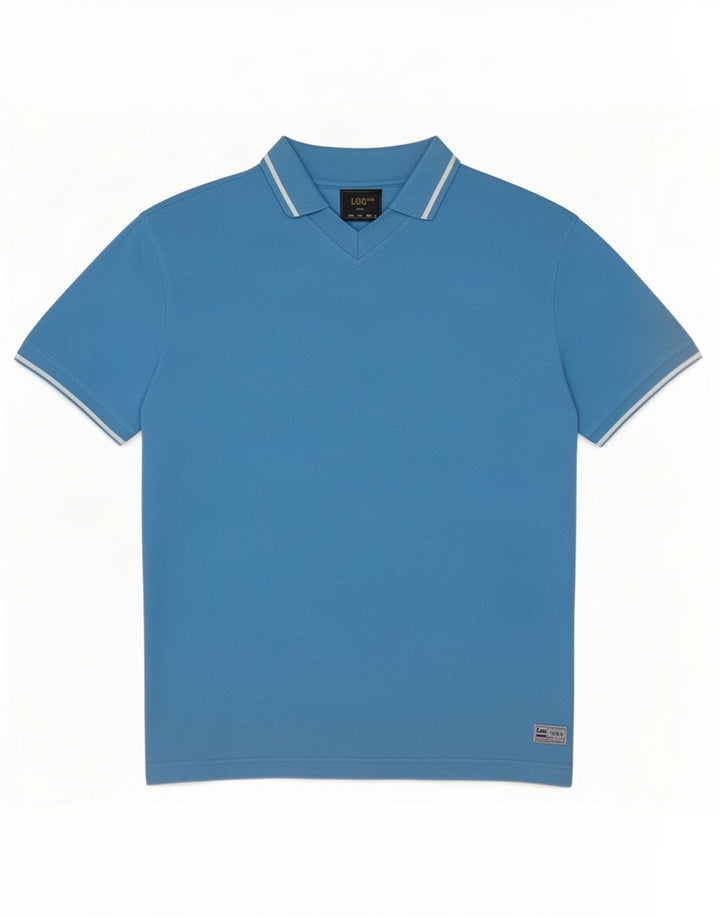 Camisa polo masculina Lee grande algodão azul