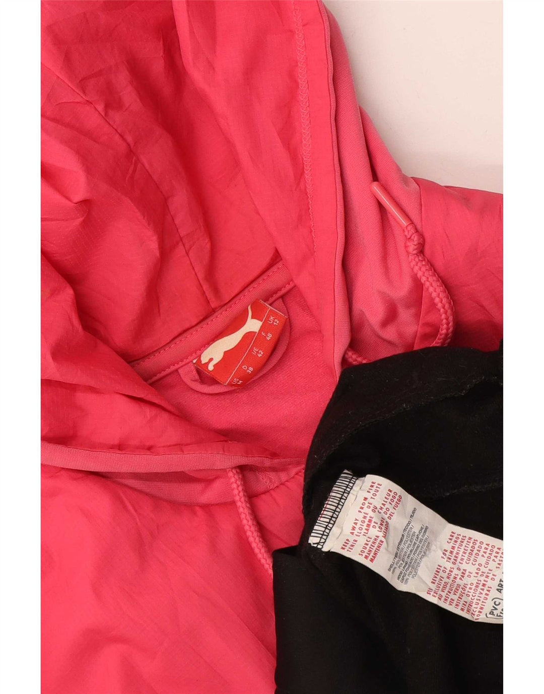 Suéter feminino Puma com capuz e zíper Reino Unido 12 poliéster colorblock preto médio