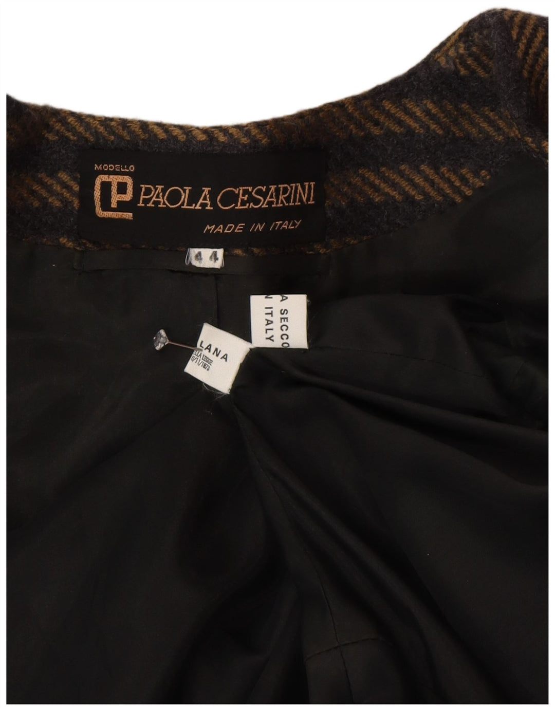 Jaqueta blazer feminina vintage com peito duplo IT 44 listrado marrom médio