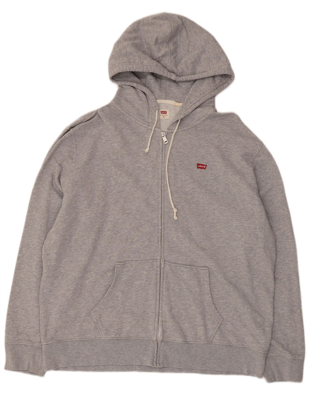 Suéter masculino com capuz e zíper Levi's XL cinza algodão manchado