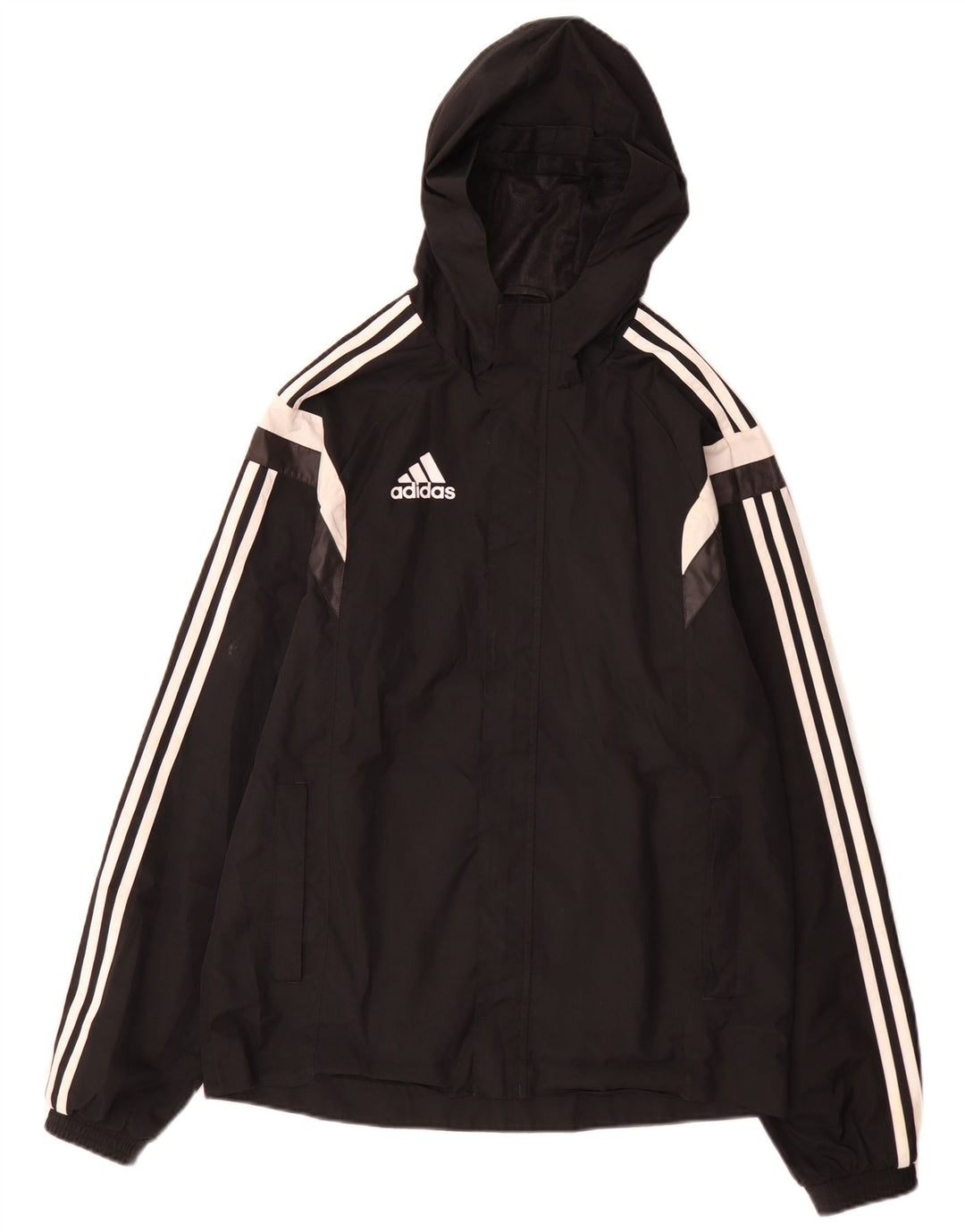 Adidas Mens Hooded Rain Jacket UK 36 Pequeno Preto Colourblock Poliéster