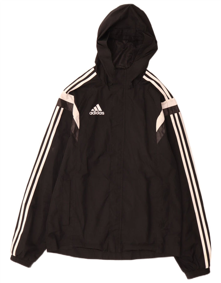 Adidas Mens Hooded Rain Jacket UK 36 Pequeno Preto Colourblock Poliéster