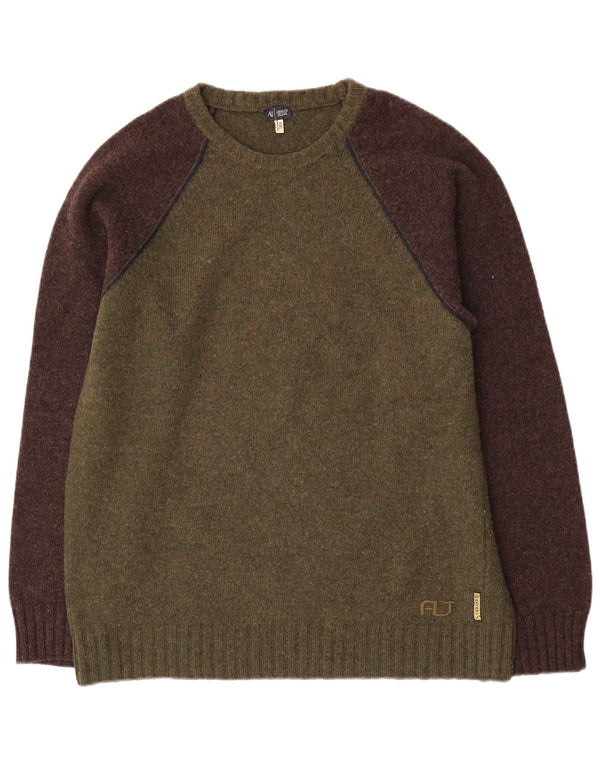 Suéter masculino Armani Jeans com gola redonda 2XL cáqui colorblock