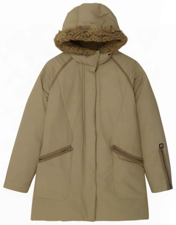 Casaco acolchoado com capuz feminino Killer Loop Reino Unido 16 grande algodão cáqui