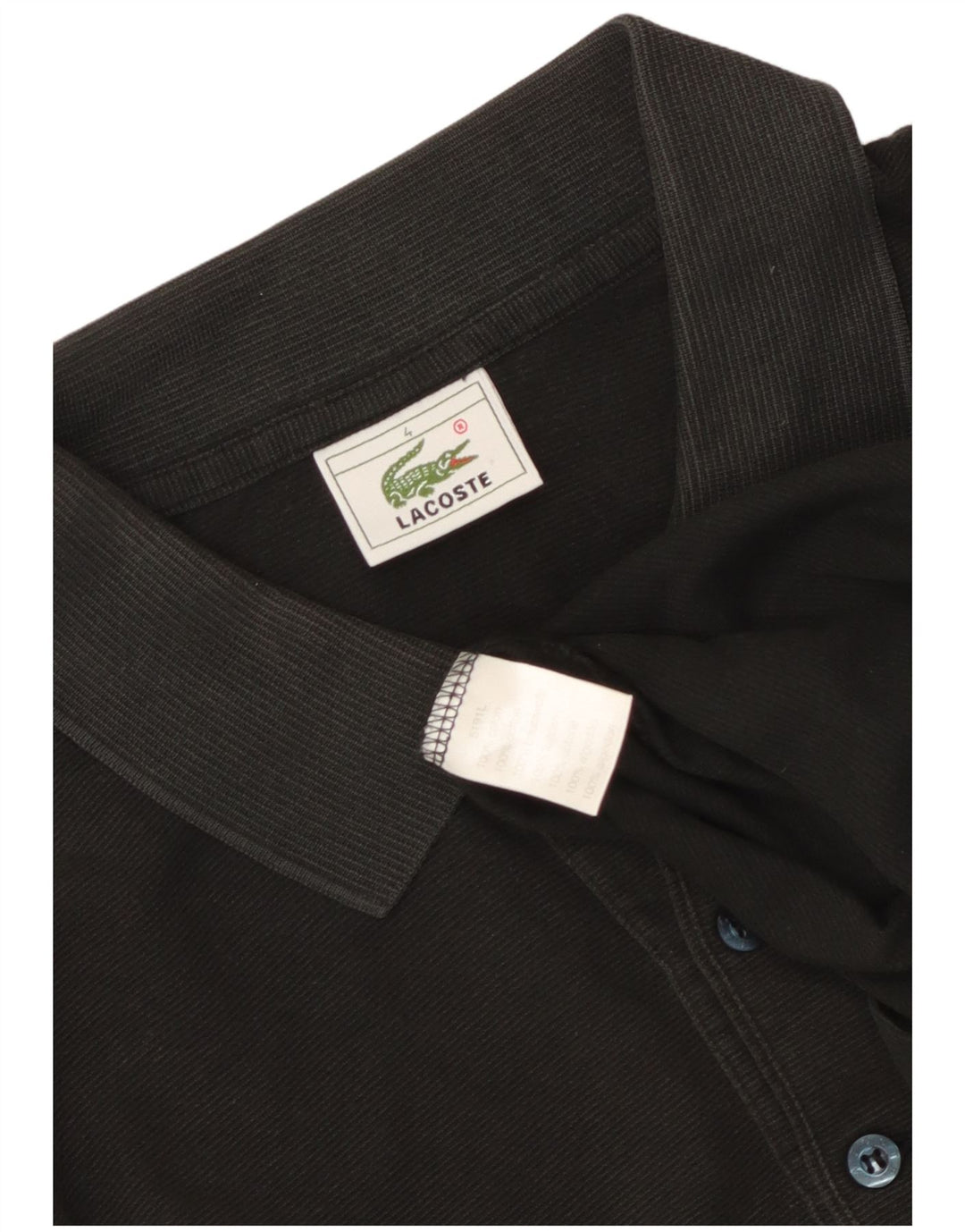 Camisa polo masculina Lacoste tamanho 4 médio algodão preto