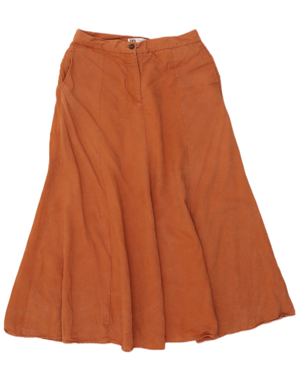 Saia feminina Zara A-Line grande W32 marrom Lyocell