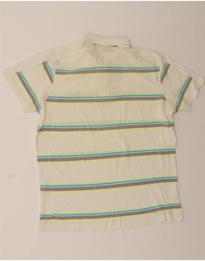 PUMA Mens Polo Shirt Large Off White Striped Cotton Vintage Puma and Second-Hand Puma from Messina Hembry 