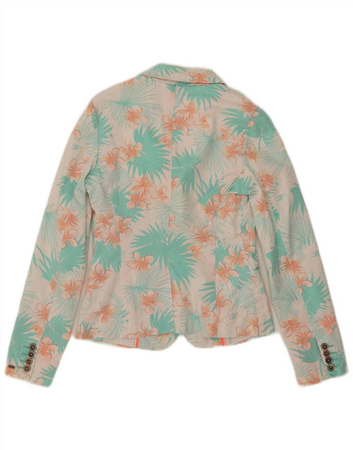 Jaqueta blazer feminina Tommy Hilfiger com 2 botões US 4 pequeno azul floral algodão