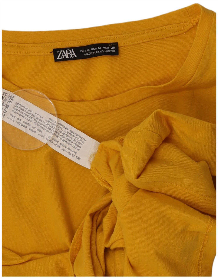 Blusa feminina Zara Top UK 12 algodão amarelo médio
