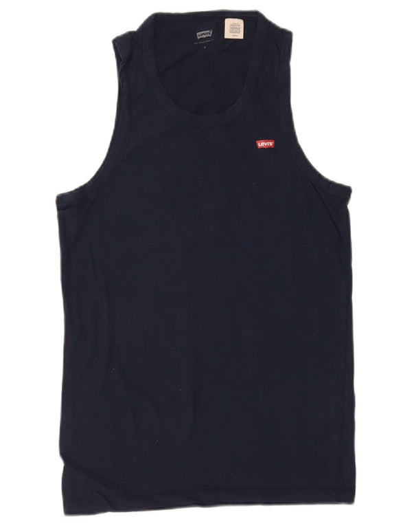 Colete feminino Levi's UK 10 pequeno algodão azul marinho