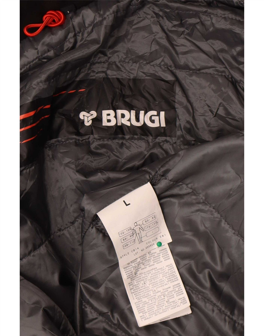 Jaqueta acolchoada com capuz masculina Brugi UK 40 grande poliéster colorblock preto