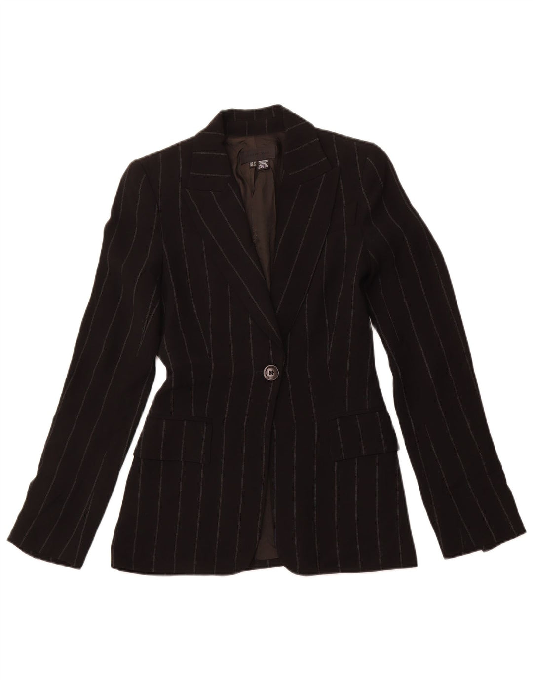 Jaqueta blazer feminina ZARA com 1 botão EU 34 2XS poliéster listrado preto