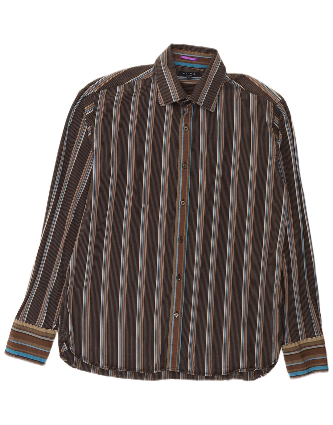 Camisa masculina Ted Baker tamanho 5 XL listrada marrom