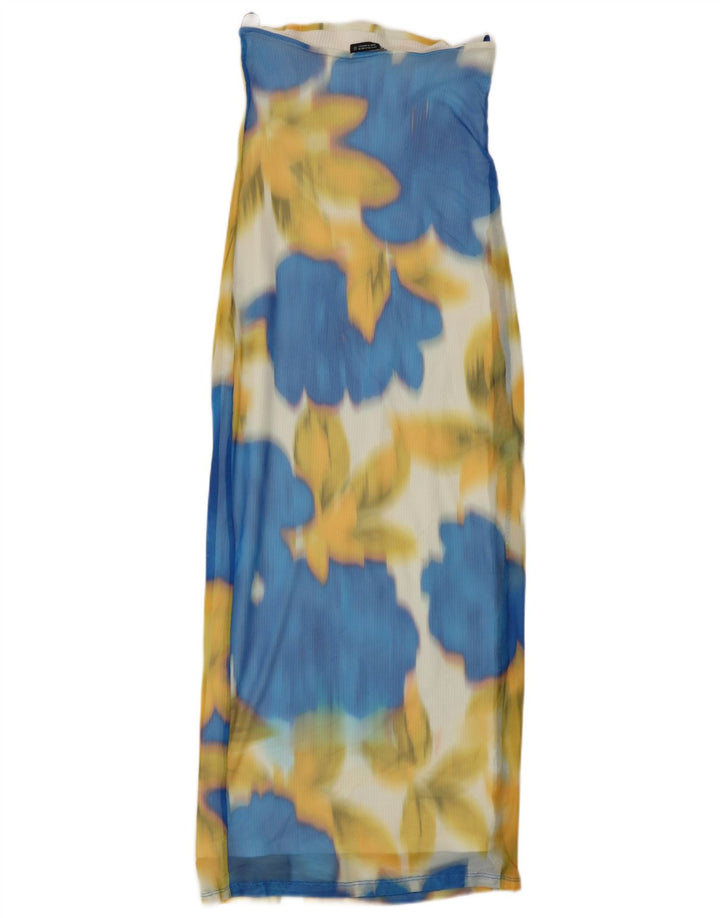 Vestido feminino sem alças ZARA Reino Unido 8 pequeno algodão tie-dye multicolorido