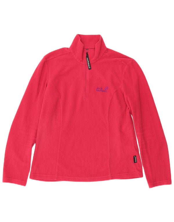 Suéter de lã feminino Jack Wolfskin com zíper e gola UK 12/14 poliéster rosa médio