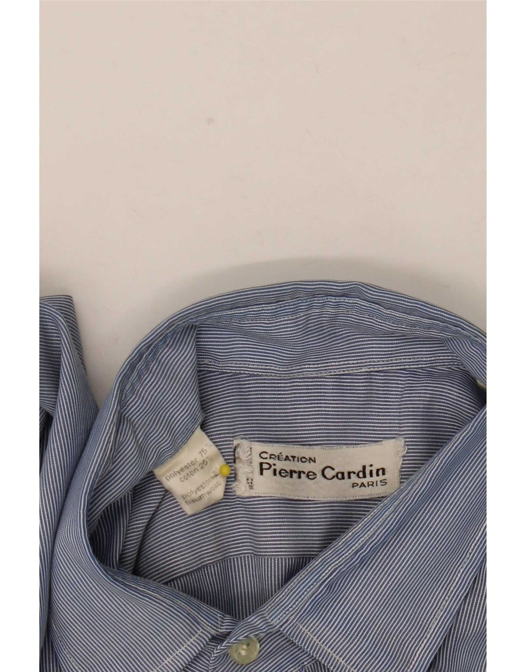 Camisa masculina Pierre Cardin poliéster risca de giz azul médio