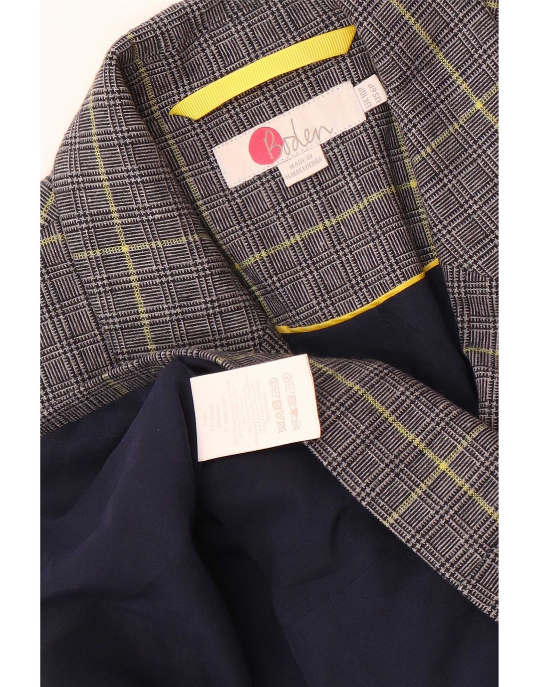 Jaqueta feminina Boden Petite Blazer Reino Unido 10 pequena azul marinho Houndstooth
