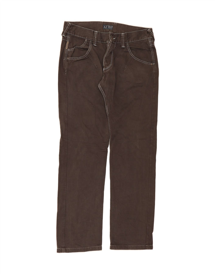 ARMANI Womens Straight Casual Trousers W34 L32 Brown Cotton Vintage Armani and Second-Hand Armani from Messina Hembry 