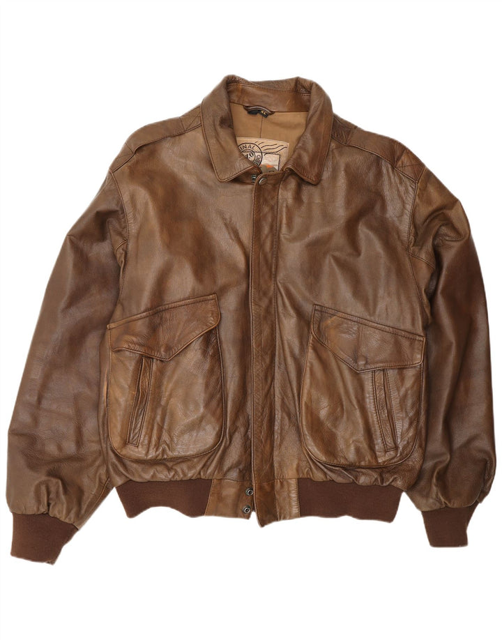 Jaqueta de couro masculina Outback UK 42 XL couro marrom