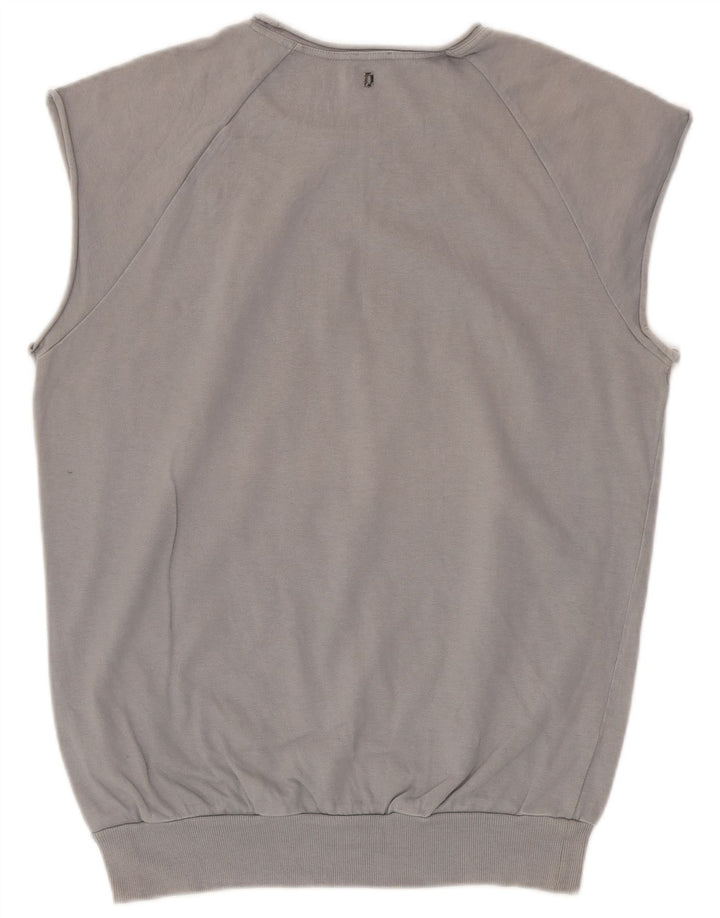 Dondup moletom masculino gráfico sem mangas jumper médio algodão cinza