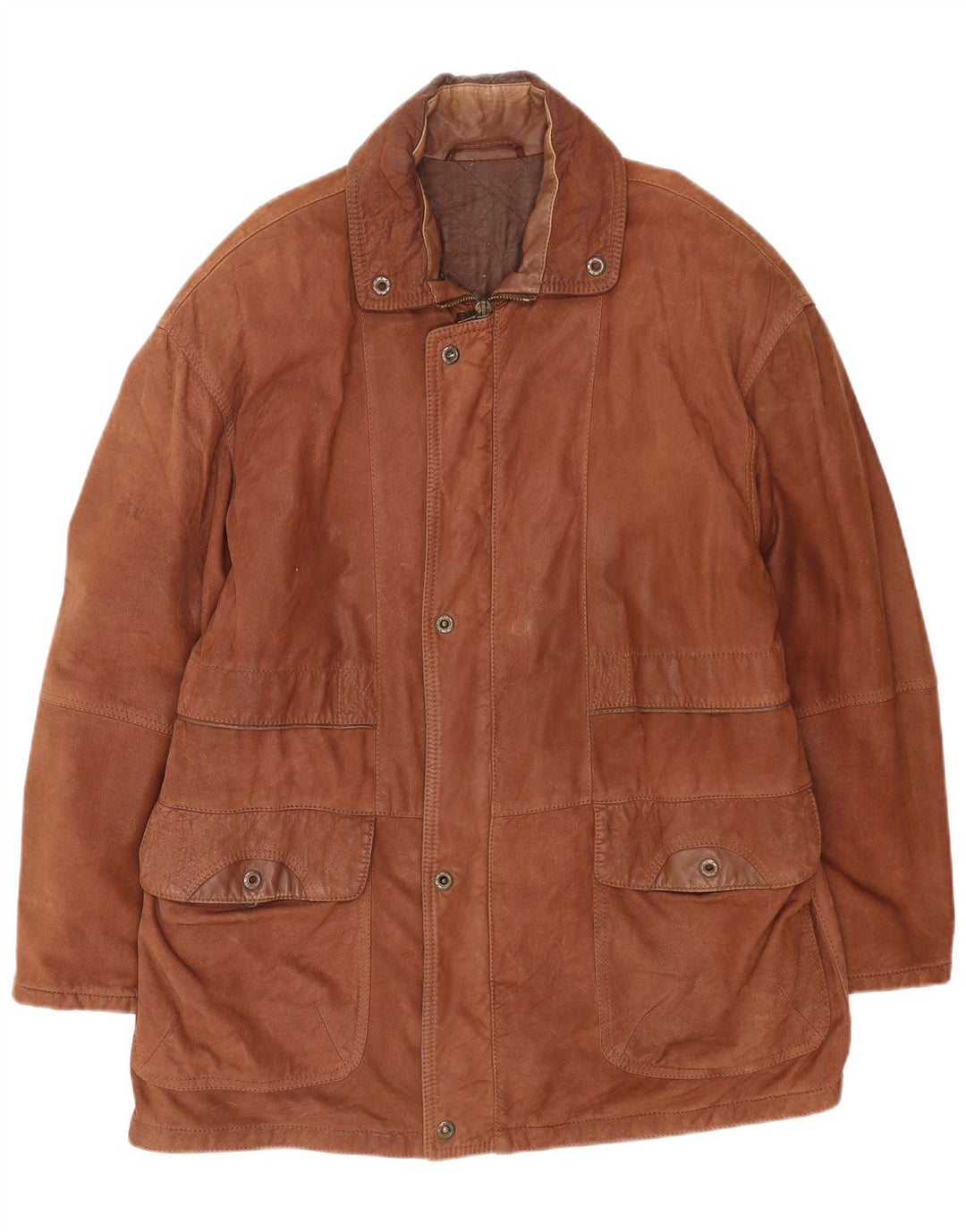 Jaqueta de couro masculina vintage IT 52 XL couro marrom
