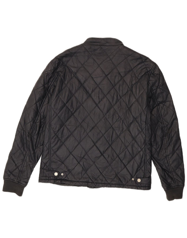 Jaqueta acolchoada masculina Zara UK 42 XL poliéster preto