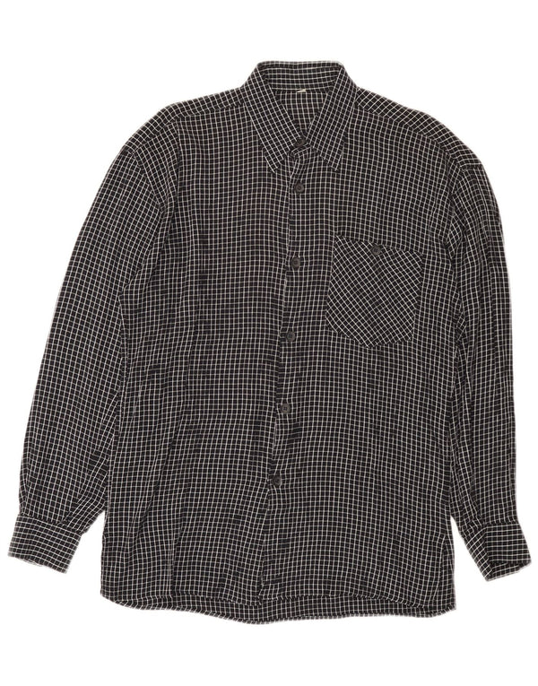 Camisa masculina vintage média xadrez preta
